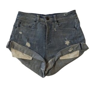 Alexander Wang‎ Denim Jean Shorts High Rise Cuffed Cotton Casual Summer